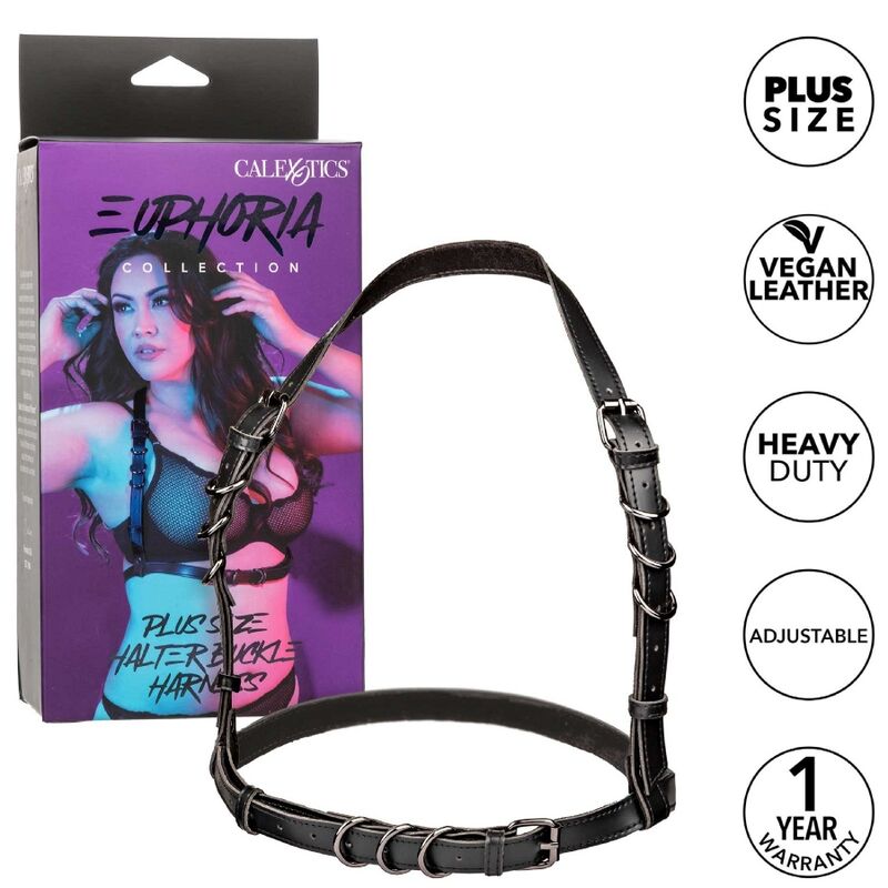 Calexotics Euphoria Plus Size Halter Buckle Harness Black