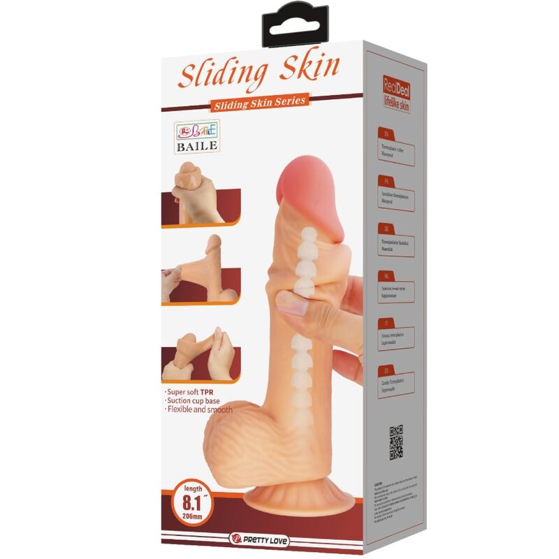 Pretty Love High Grade Pretty Love - Sliding Skin Series Realistic Dildo With Sliding Skin Suction Cup 20.6 Cm