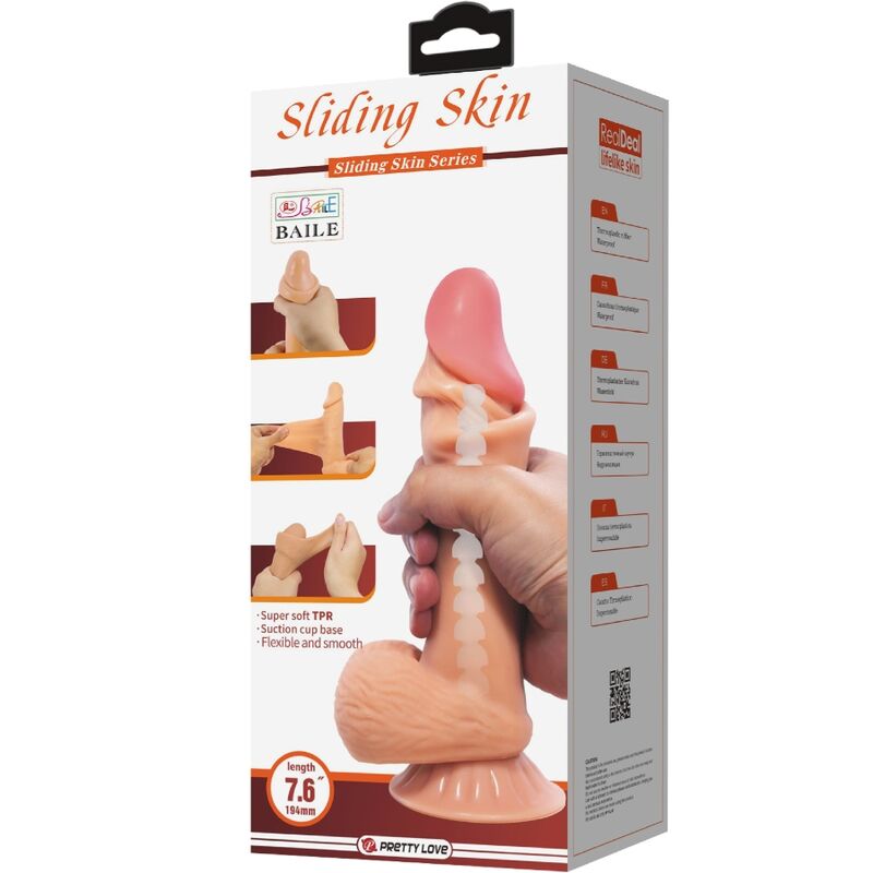 Pretty Love High Grade Pretty Love - Sliding Skin Series Realistic Dildo With Sliding Skin Suction Cup 19.4 Cm