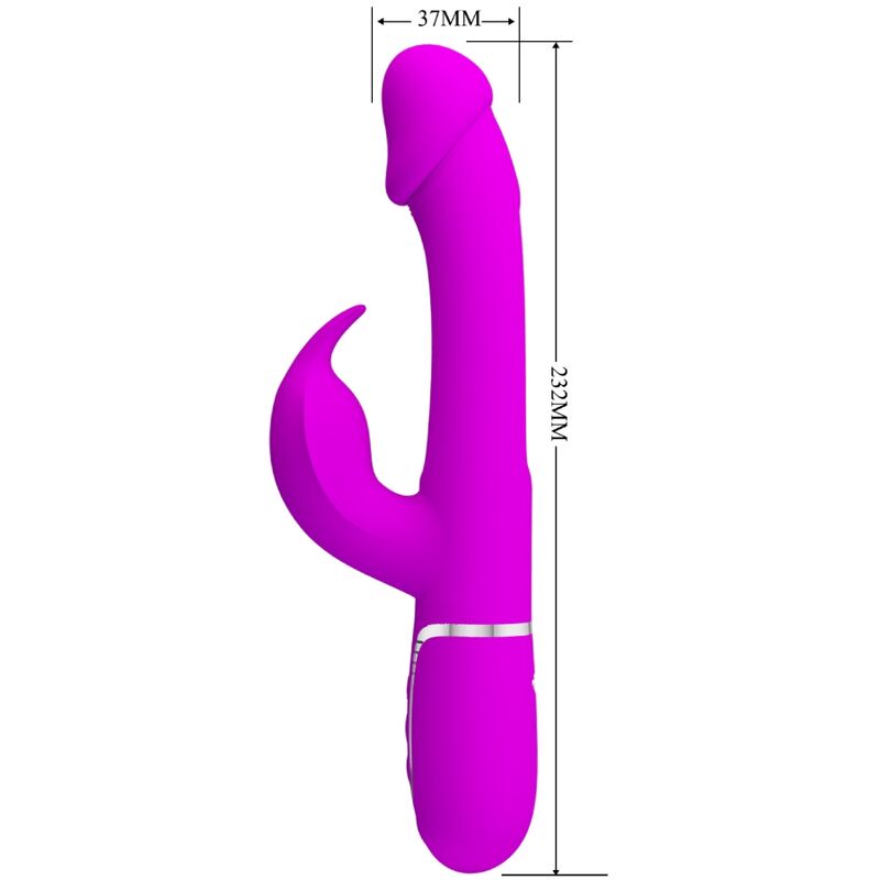 Pretty Love Flirtation Pretty Love - Kampas Rabbit 3 In 1 Multifunction Vibrator With Tongue Fuchsia