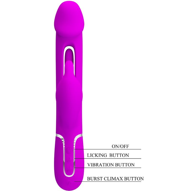 Pretty Love Flirtation Pretty Love - Kampas Rabbit 3 In 1 Multifunction Vibrator With Tongue Fuchsia