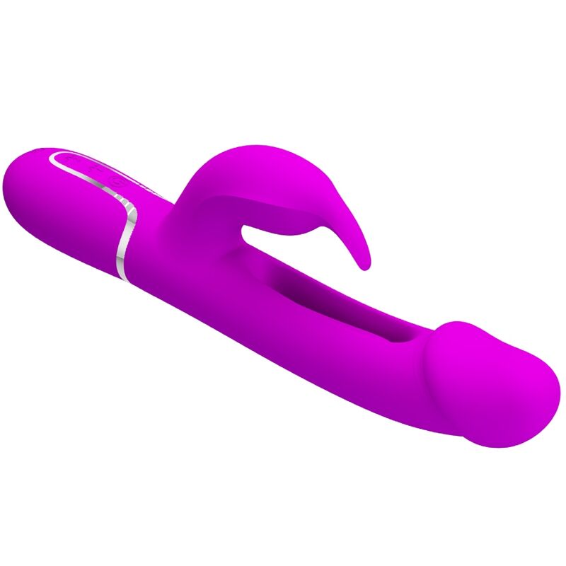 Pretty Love Flirtation Pretty Love - Kampas Rabbit 3 In 1 Multifunction Vibrator With Tongue Fuchsia