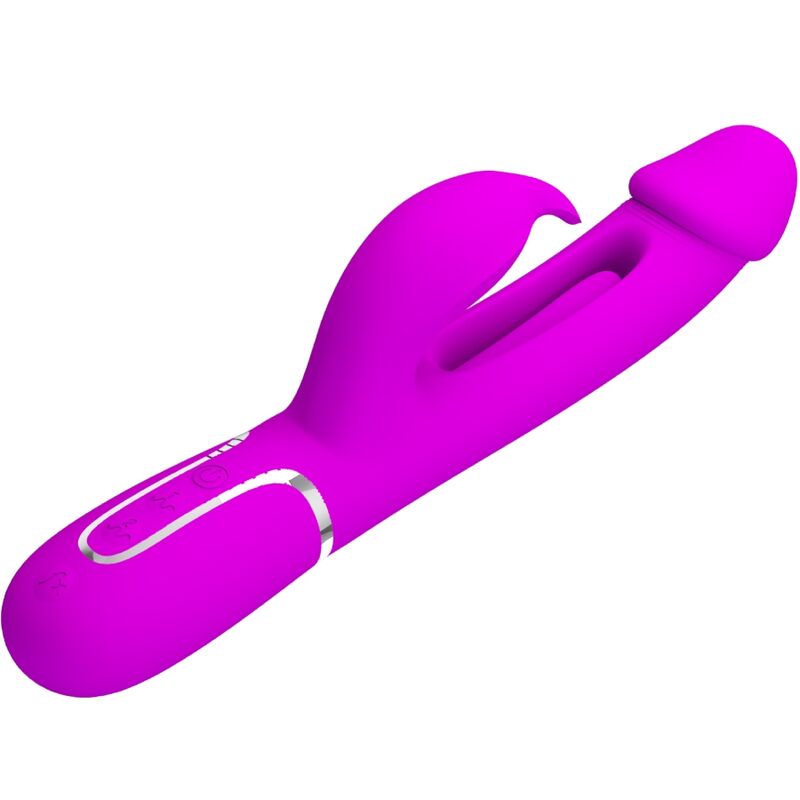 Pretty Love Flirtation Pretty Love - Kampas Rabbit 3 In 1 Multifunction Vibrator With Tongue Fuchsia