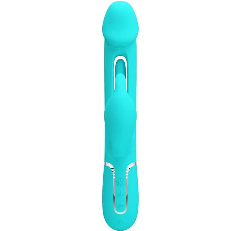 Pretty Love Flirtation Pretty Love - Kampas Rabbit 3 In 1 Multifunction Vibrator With Tongue Aqua Green