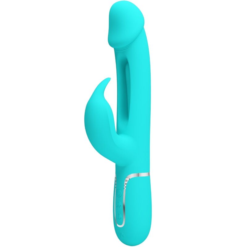 Pretty Love Flirtation Pretty Love - Kampas Rabbit 3 In 1 Multifunction Vibrator With Tongue Aqua Green