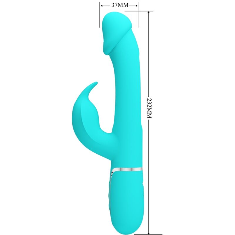 Pretty Love Flirtation Pretty Love - Kampas Rabbit 3 In 1 Multifunction Vibrator With Tongue Aqua Green
