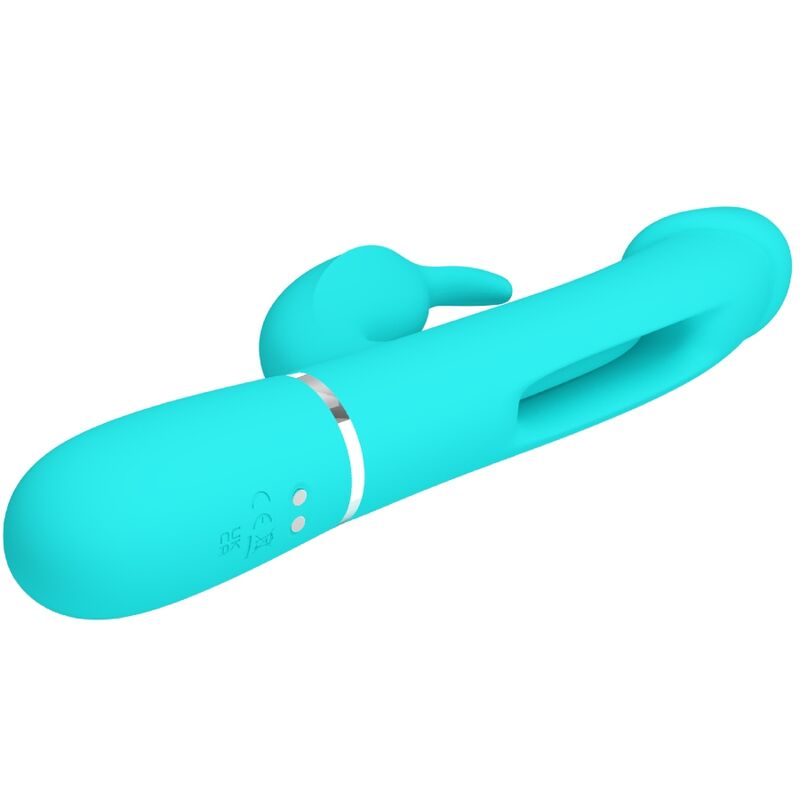 Pretty Love Flirtation Pretty Love - Kampas Rabbit 3 In 1 Multifunction Vibrator With Tongue Aqua Green