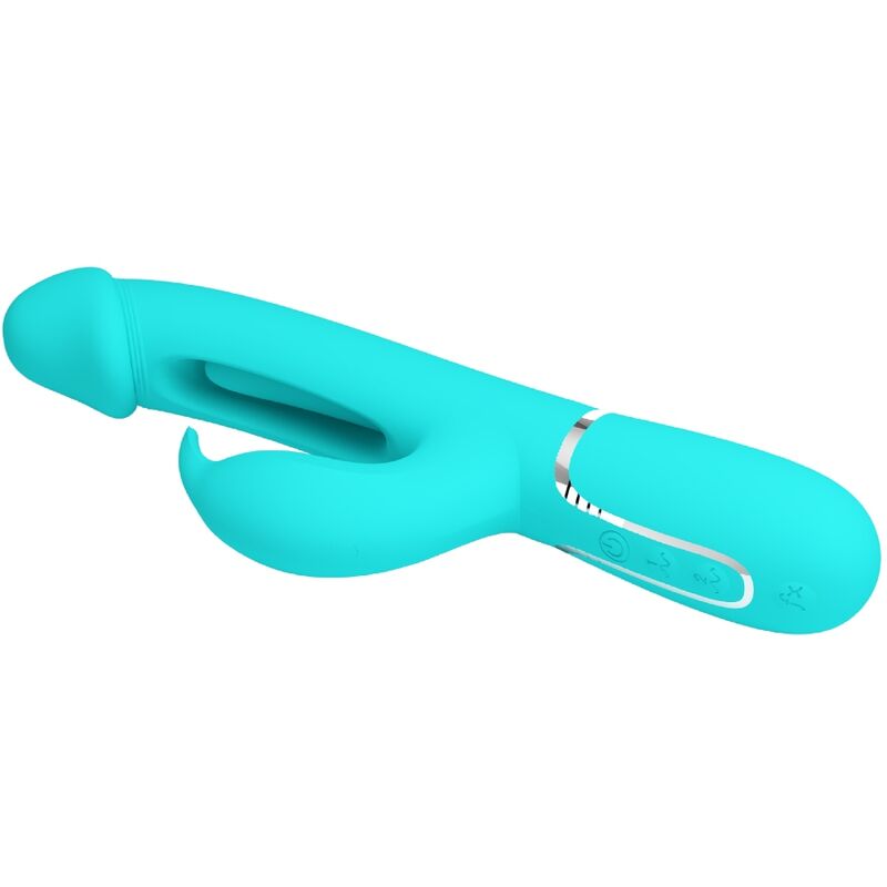 Pretty Love Flirtation Pretty Love - Kampas Rabbit 3 In 1 Multifunction Vibrator With Tongue Aqua Green