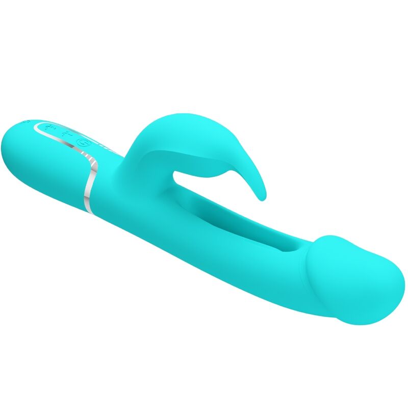 Pretty Love Flirtation Pretty Love - Kampas Rabbit 3 In 1 Multifunction Vibrator With Tongue Aqua Green