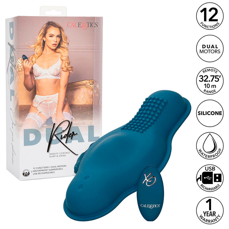 Calexotics Rider Massager Double Motor Remote Control Blue