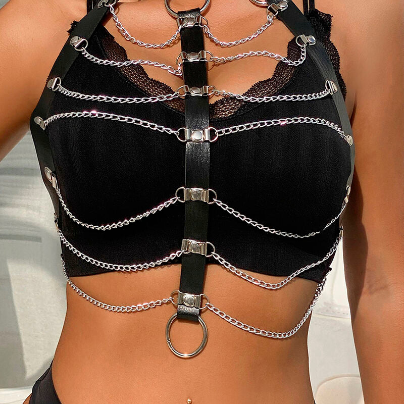 Subblime Fetish Subblime - Chest Harness Leather Chains Black One Size