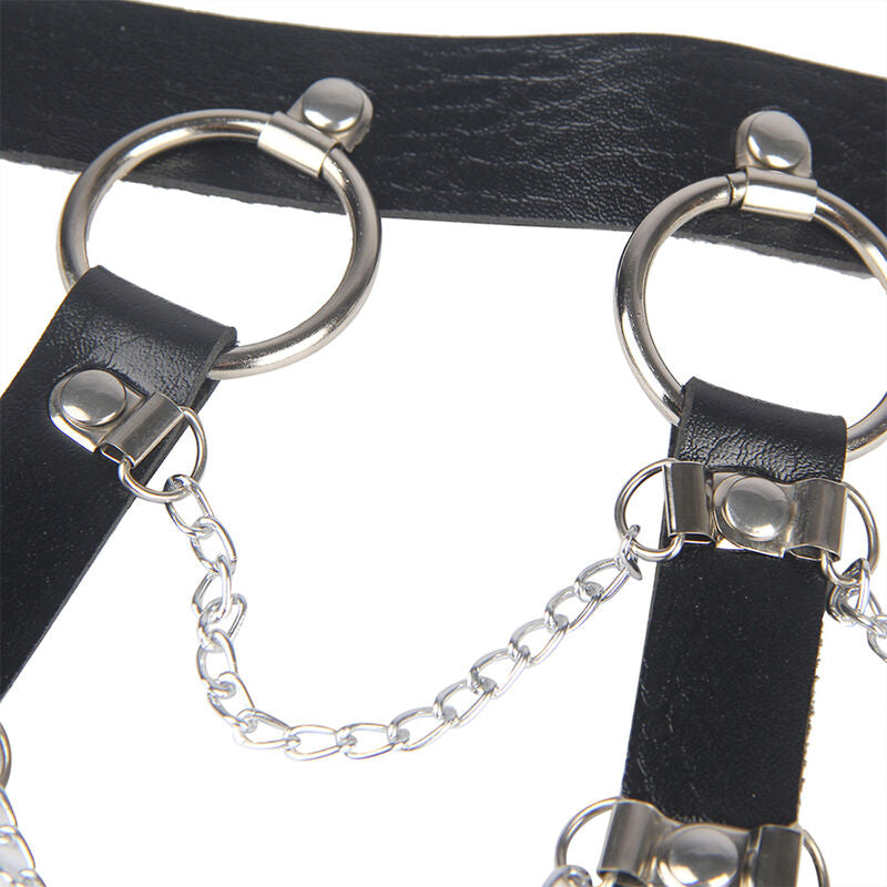 Subblime Fetish Subblime - Chest Harness Leather Chains Black One Size