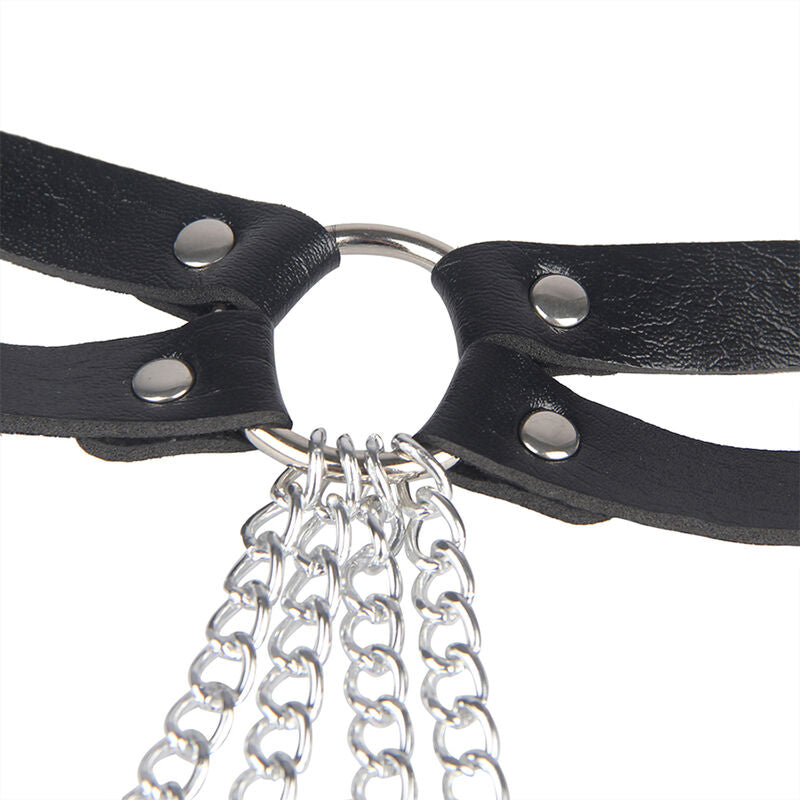 Subblime Fetish Subblime - Leather Ring Chainbelt Black One Size