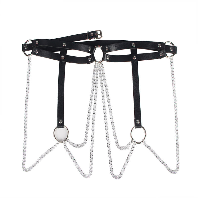 Subblime Fetish Subblime - Leather Ring Chainbelt Black One Size