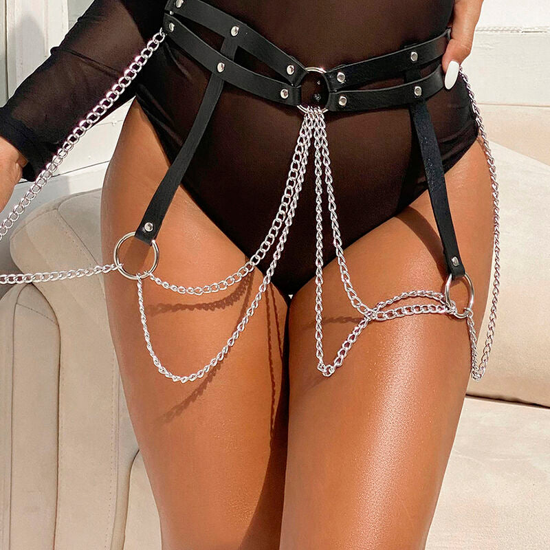 Subblime Fetish Subblime - Leather Ring Chainbelt Black One Size