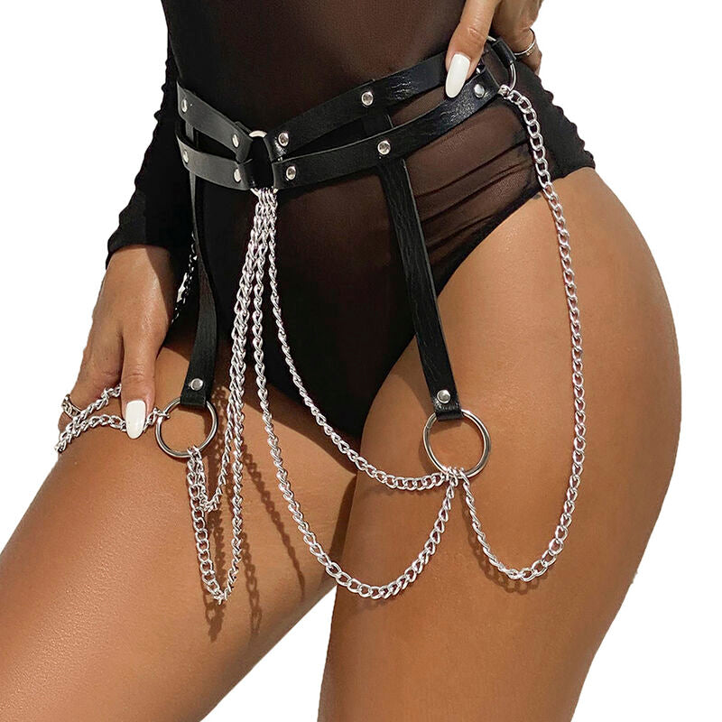 Subblime Fetish Subblime - Leather Ring Chainbelt Black One Size