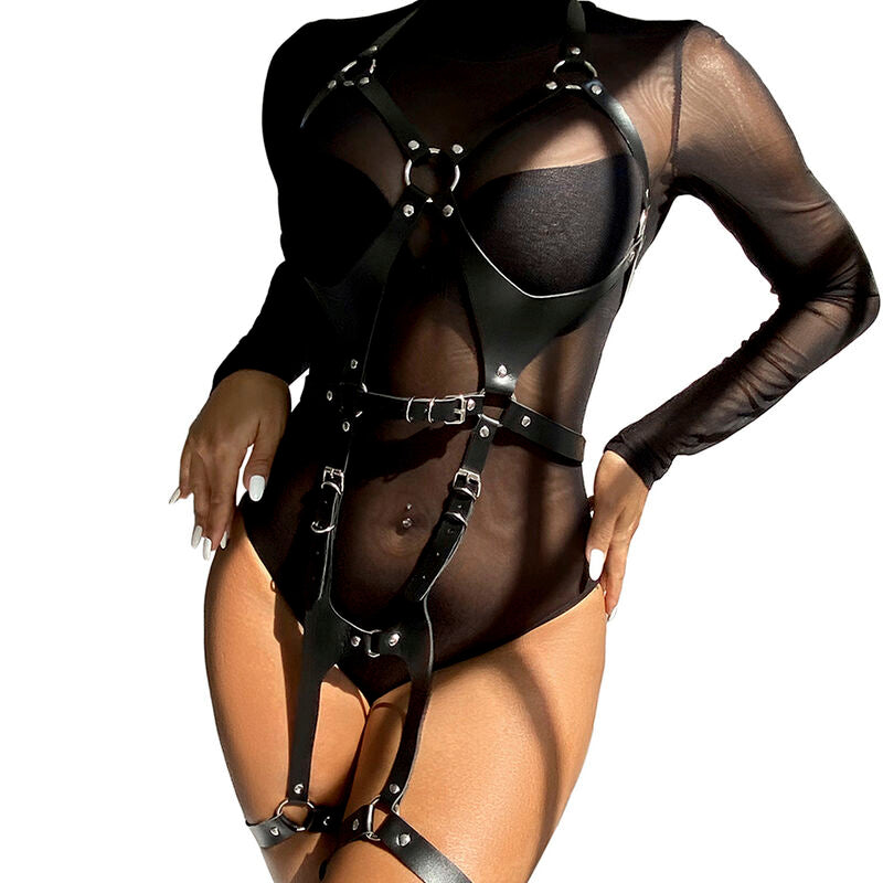Subblime Fetish Subblime - Full Body Harness With Leather Buckles Black One Size