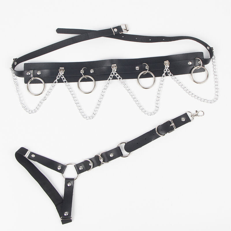 Subblime Fetish Subblime - Belt And Garter Harness With Rings And Chaindetail One Size
