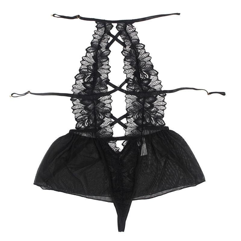 Subblime Bodies Subblime - Teddy Cuello Halter Espalda Descubierta Encaje Negro S/M