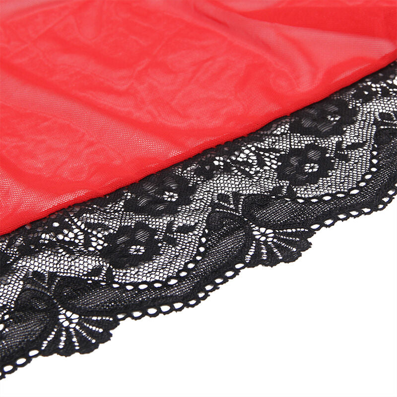 Subblime Babydolls Subblime - Bata Tela Transparente Detalle Encaje Rojo S/M
