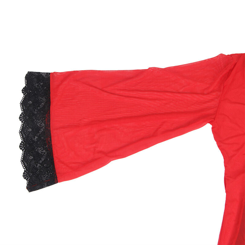 Subblime Babydolls Subblime - Bata Tela Transparente Detalle Encaje Rojo S/M