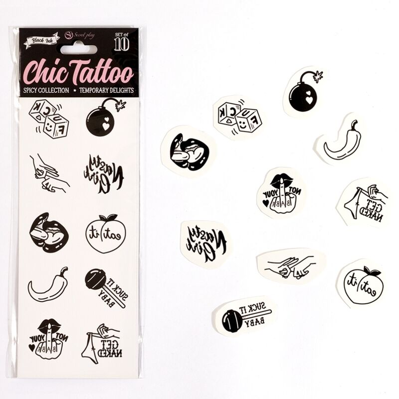 Secretplay Secret Play - Set Of 10 Spicy Collection Temporary Tattoos
