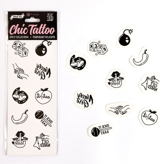 Secretplay Secret Play - Set Of 10 Spicy Collection Temporary Tattoos