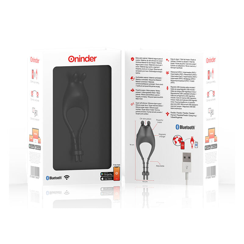 Oninder Pampa Rechargeable Adjustable Vibrator Ring With Clitoris Stimulator 10 Speed - Free App