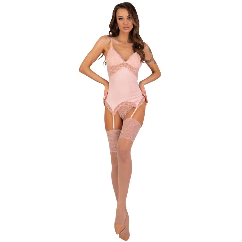 Livco Corsetti Sets Livco Corsetti Fashion - Persinne Peach Set Corset + Panty + Medias