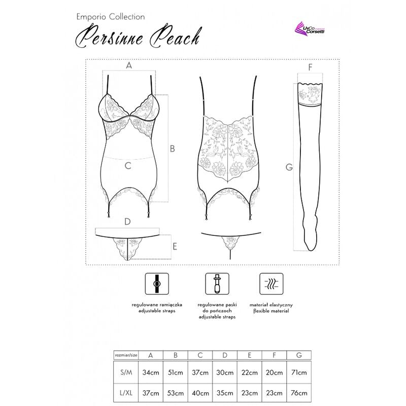 Livco Corsetti Sets Livco Corsetti Fashion - Persinne Peach Set Corset + Panty + Medias