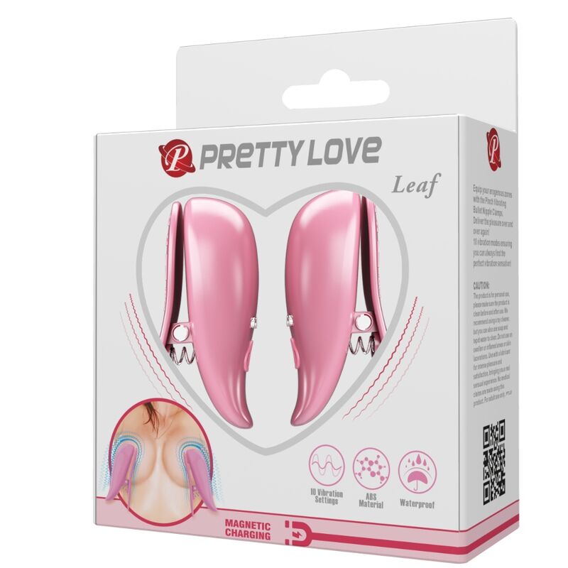 Pretty Love Flirtation Pretty Love - Leaf Vibrating Nipple Clamps Pink