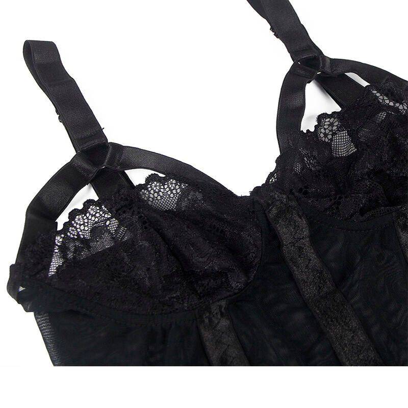 Subblime Bodies Subblime - Teddy Con Liguero Detalle Tiras Pecho Negro S/M
