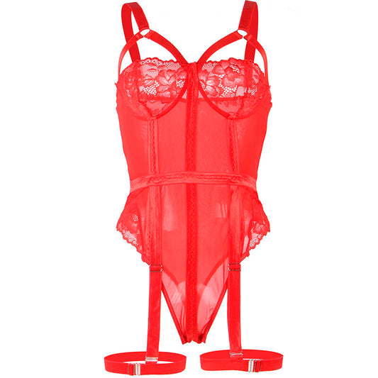 Subblime Bodies Subblime - Teddy Con Liguero Detalle Tiras Pecho Rojo S/M