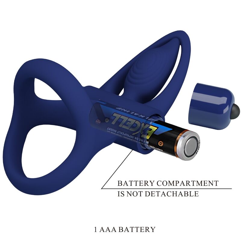 Pretty Love Male Pretty Love - Mat Double Ring With Vibration & Stimulator Blue