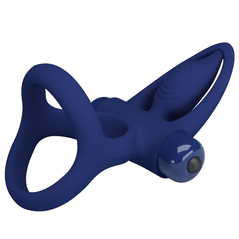 Pretty Love Male Pretty Love - Mat Double Ring With Vibration & Stimulator Blue
