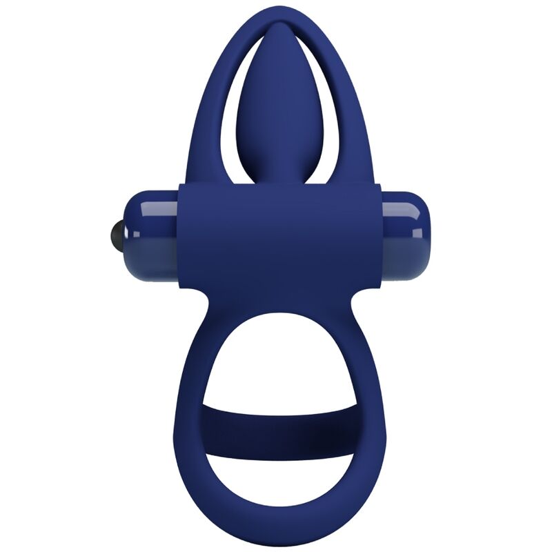 Pretty Love Male Pretty Love - Mat Double Ring With Vibration & Stimulator Blue