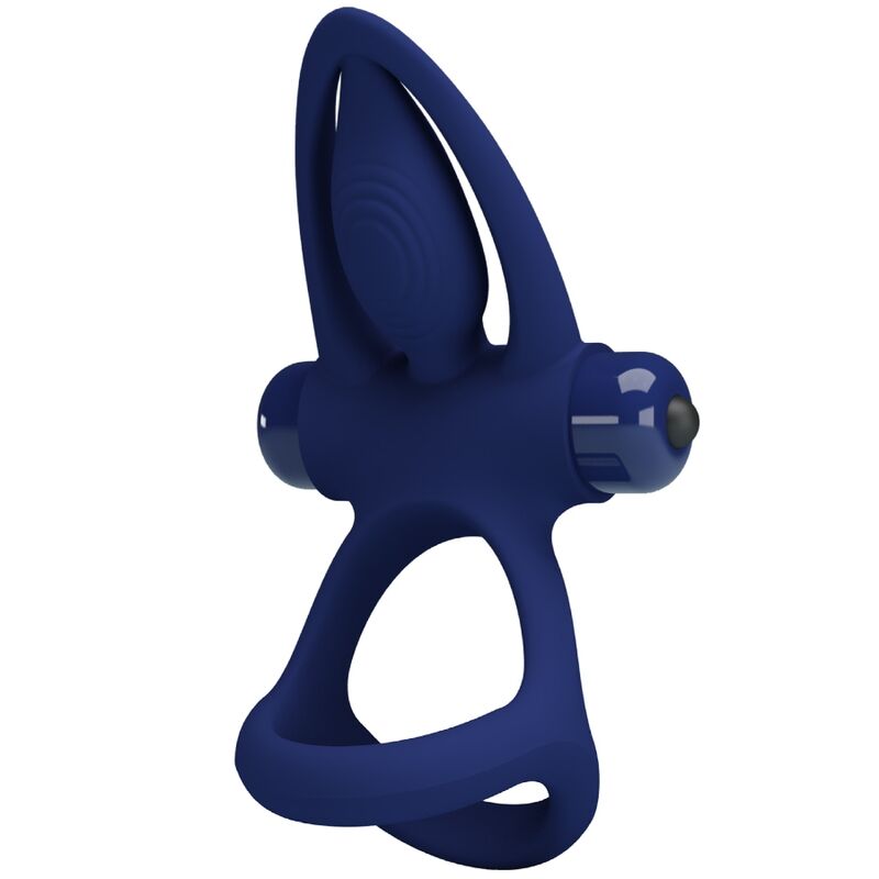Pretty Love Male Pretty Love - Mat Double Ring With Vibration & Stimulator Blue