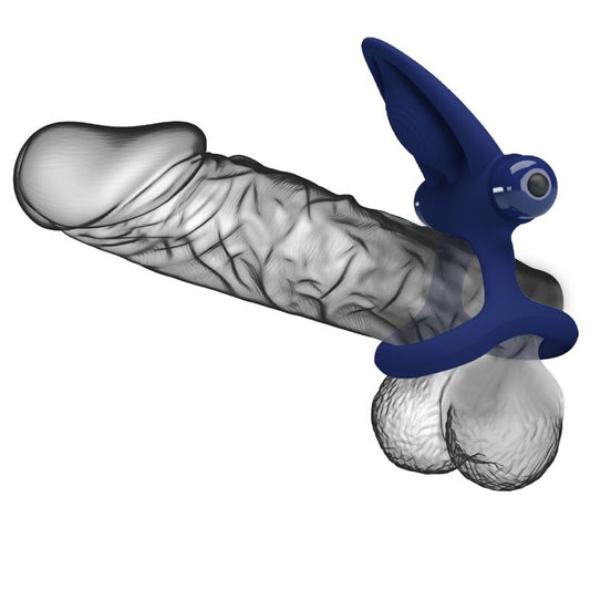 Pretty Love Male Pretty Love - Mat Double Ring With Vibration & Stimulator Blue