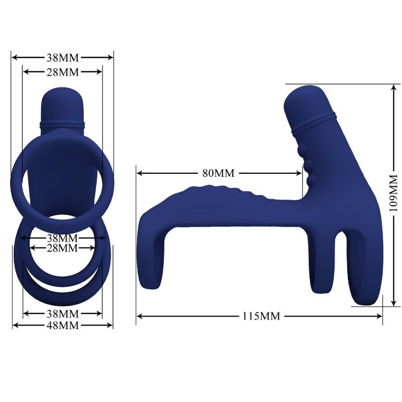 Pretty Love Male Pretty Love - Elish Vibrating Ring With Extension Blue
