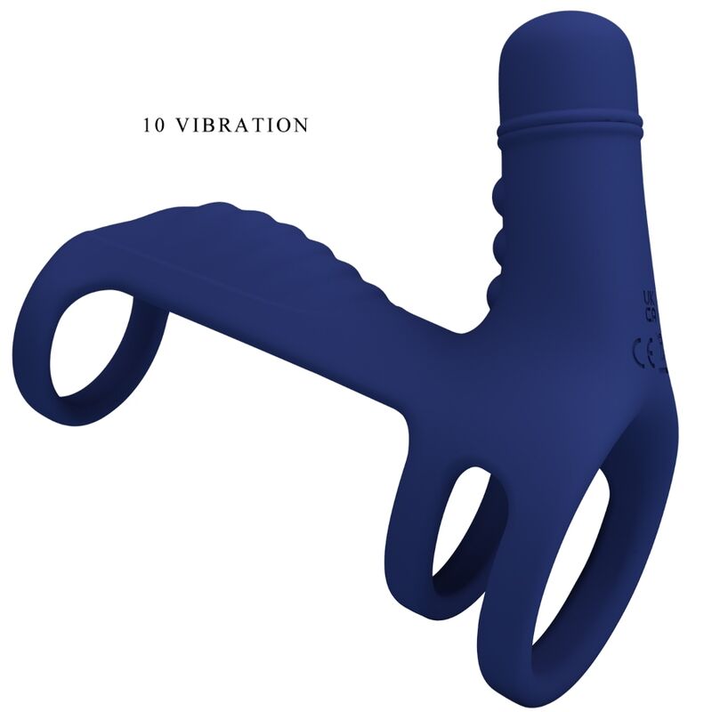 Pretty Love Male Pretty Love - Elish Vibrating Ring With Extension Blue