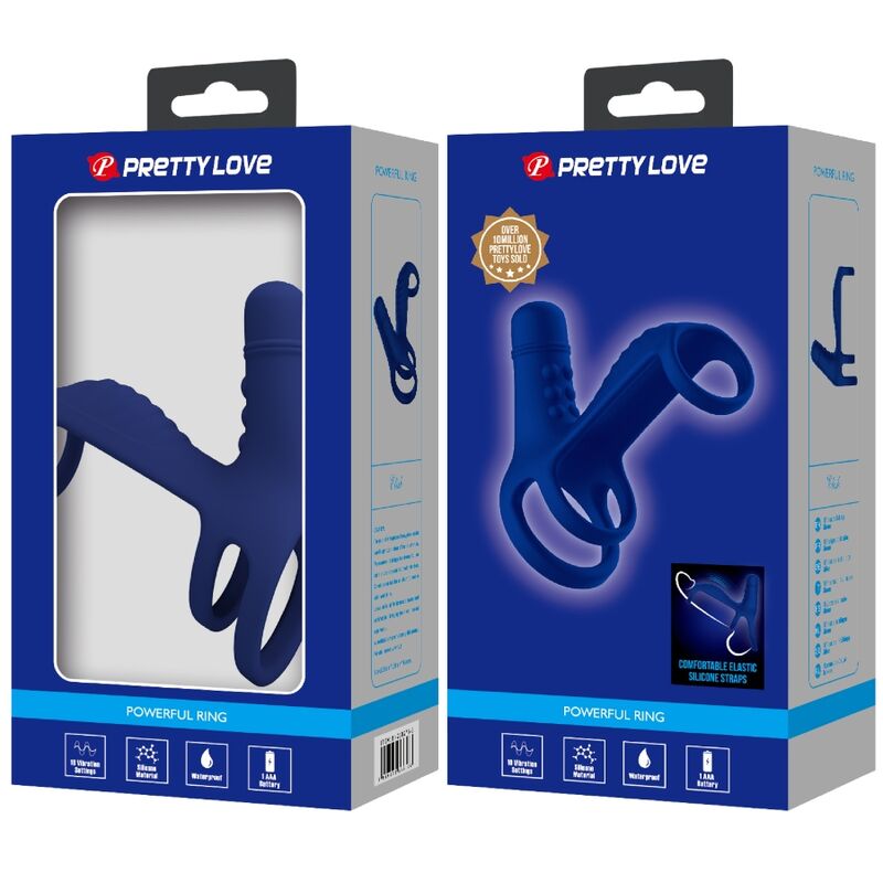 Pretty Love Male Pretty Love - Elish Vibrating Ring With Extension Blue