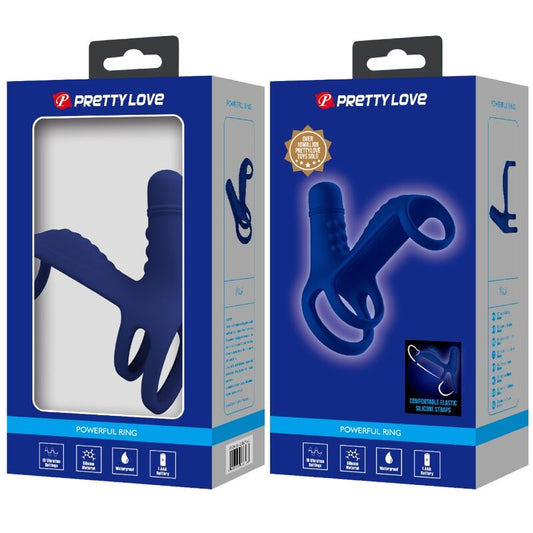 Pretty Love Male Pretty Love - Elish Vibrating Ring With Extension Blue