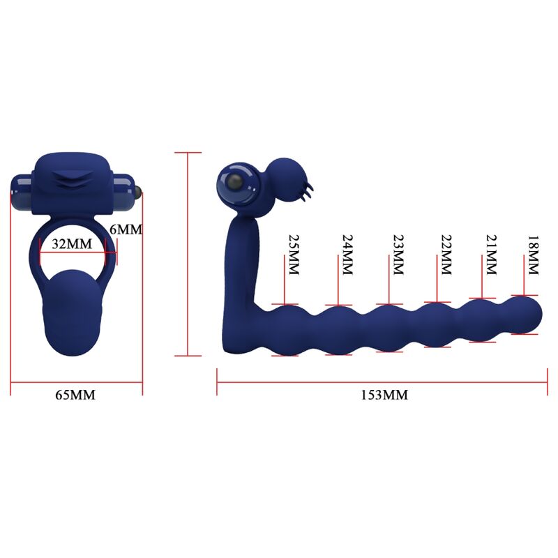 Pretty Love Male Pretty Love - Ajmal Vibrating Ring With Plug Blue