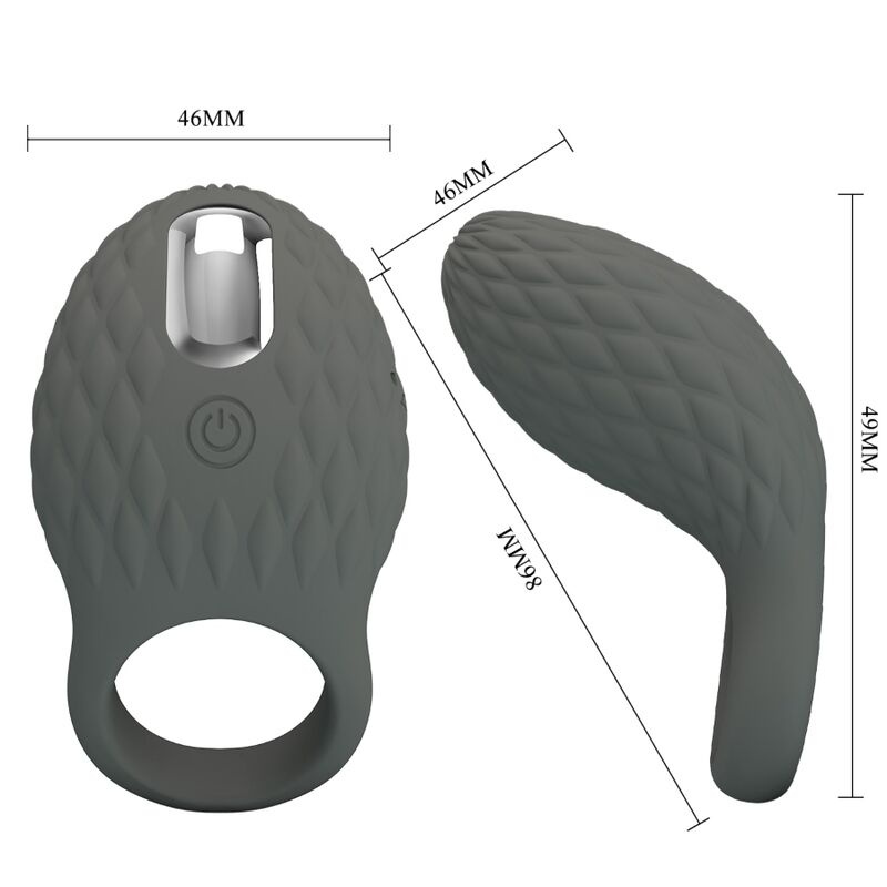 Pretty Love Male Pretty Love - Heloise Vibrating Ring With Memory Gray