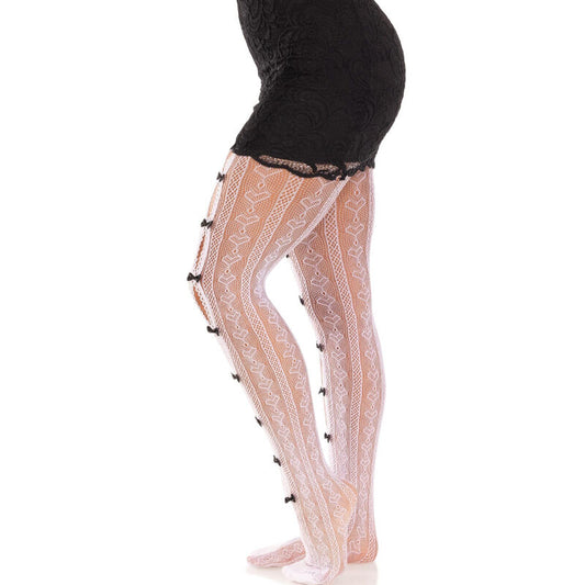 Leg Avenue Hosiery Leg Avenue - Medias Con Aberturas Corazon & Lazos Rosa