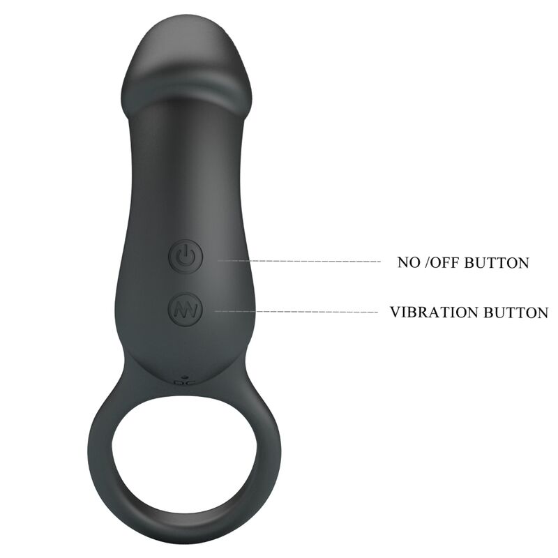 Pretty Love Male Pretty Love - Trae Vibrating Black Ring With Stimulator
