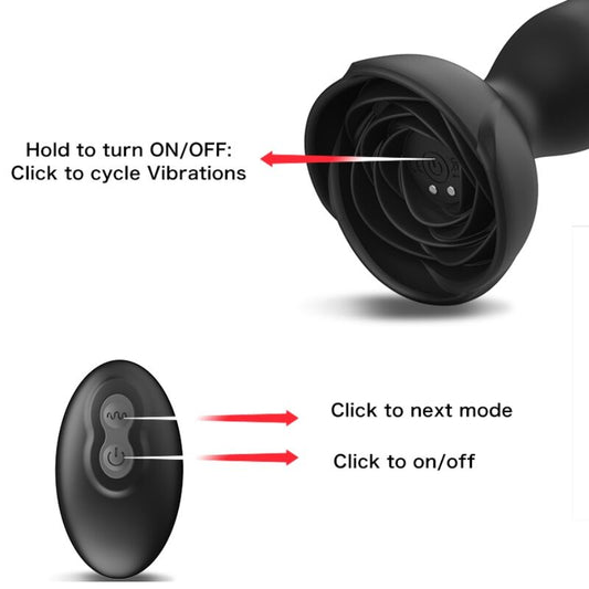 Armony Anal Armony - Extreme A Bloom Rose Vibrator & Anal Plug Remote Control Black