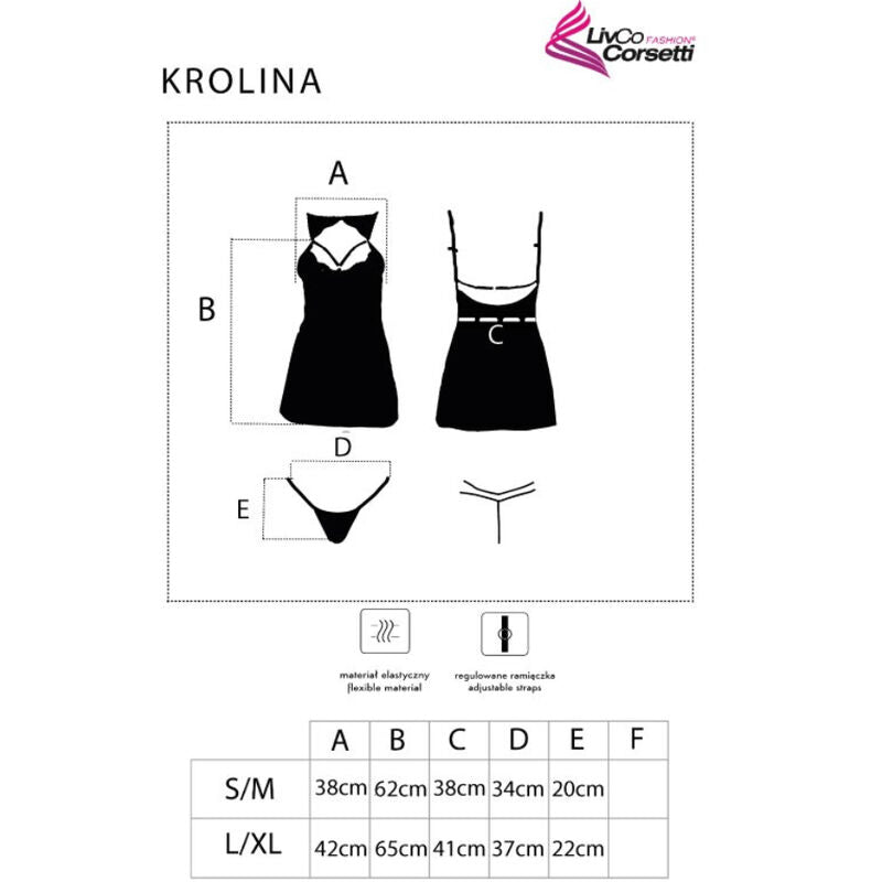 Livco Corsetti Sets Livco Corsetti Fashion - Krolina Lc 90734 Chemise + Tanga Negro S/M