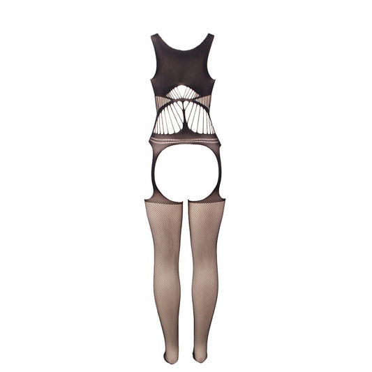 Subblime Bodystockings Subblime - 951900 Fishnet Crotchless Bodystocking With Cup And Open Shoulders Black One Size