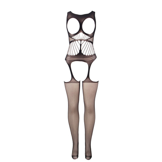 Subblime Bodystockings Subblime - 951900 Fishnet Crotchless Bodystocking With Cup And Open Shoulders Black One Size